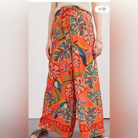 FARM Rio Pants - FARM RIO Birdie Wide-leg Pants In Orange